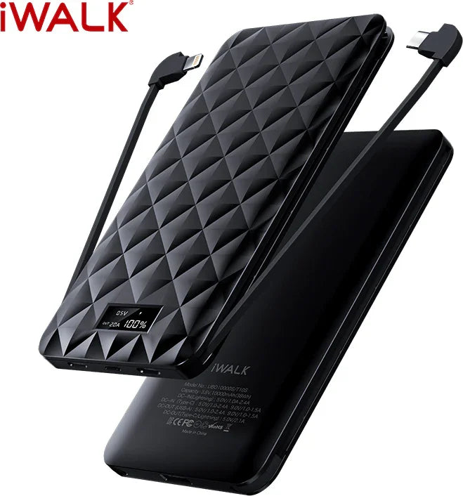 iWalk Trio 2 10000mAh With In-Built Cables - Black - Tashqila iWalk Trio 2 10000mAh With In-Built Cables - Black - Tashqila
